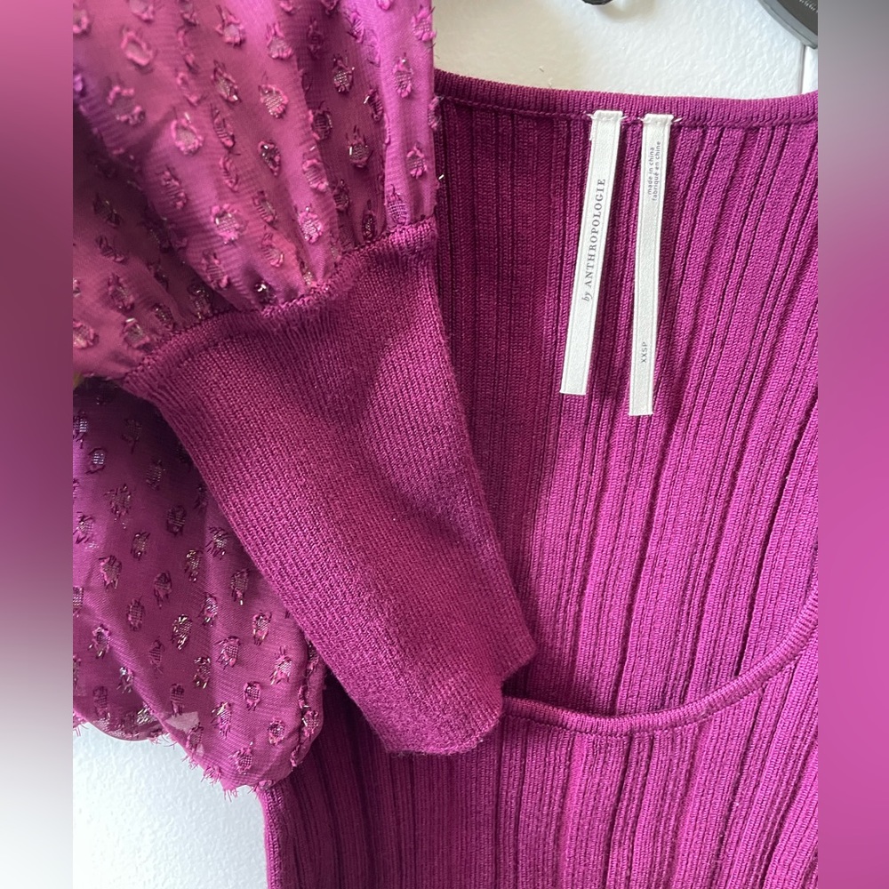 NWT Anthropologie Plum/Purple Long sleeve  Sweater - Picture 7 of 14